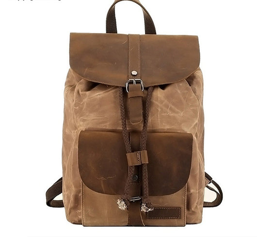 Mochila de Viaje Impermeable Cuero Crazy Horse y Lona para Hombre - Image 10