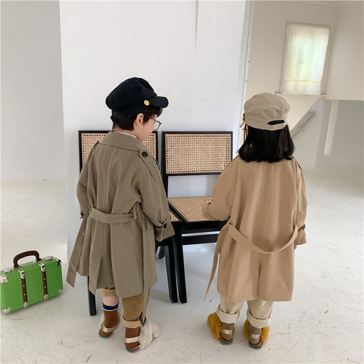 Abrigo Trench Largo Coreano para Niños y Niñas - Estilo Fashion con Solapas Grandes - Image 2
