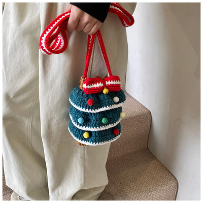 Bolso Cuadrado Navideño de Punto con Árbol de Navidad y Bloques de Color - Image 17