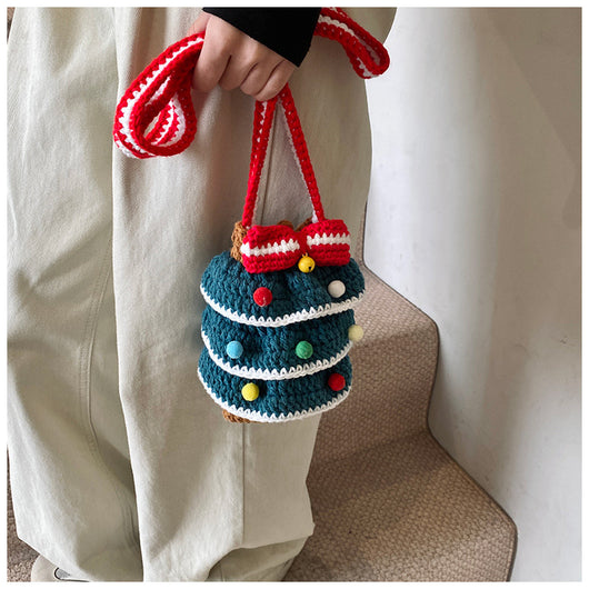 Bolso Cuadrado Navideño de Punto con Árbol de Navidad y Bloques de Color - Image 17