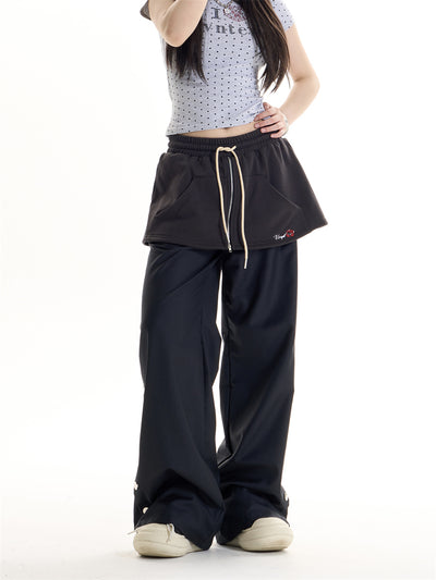 Pantalones Casuales Estilo Retro Americano con Diseño Falda Superpuesta - Image 8