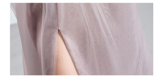 Vestido de Noche Elegante con Abertura Lateral y Escote Drapeado - Image 7