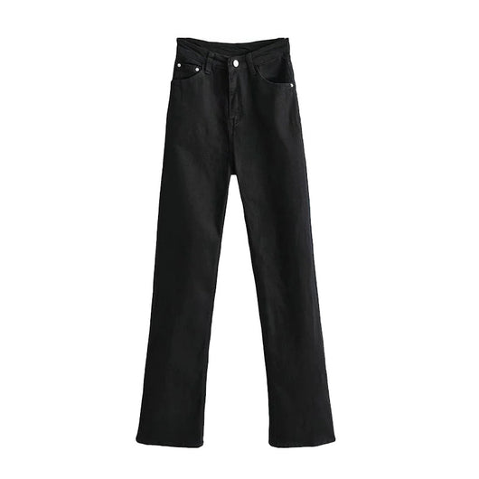 Pantalón Denim Cintura Alta Efecto Mojado Estilo Retro Slim - Image 10