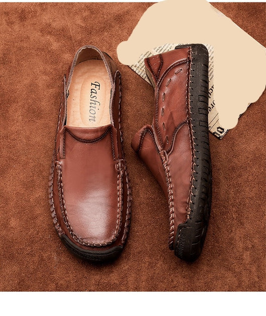 Mocasines Hombre Cuero Ligeros Antideslizantes Sin Cordones - Image 18