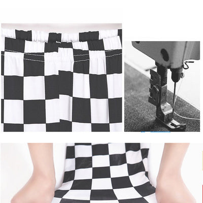 Pantalones Cortos Cuadros Blanco y Negro Estilo Geométrico - Image 3
