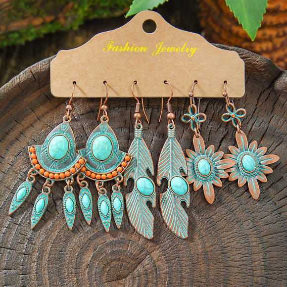 Aretes Geométricos Bohemios con Borlas Vintage para Mujer