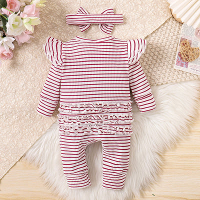 Traje Infantil a Rayas con Volantes y Manga Larga - Image 3