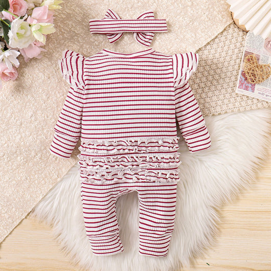 Traje Infantil a Rayas con Volantes y Manga Larga - Image 3