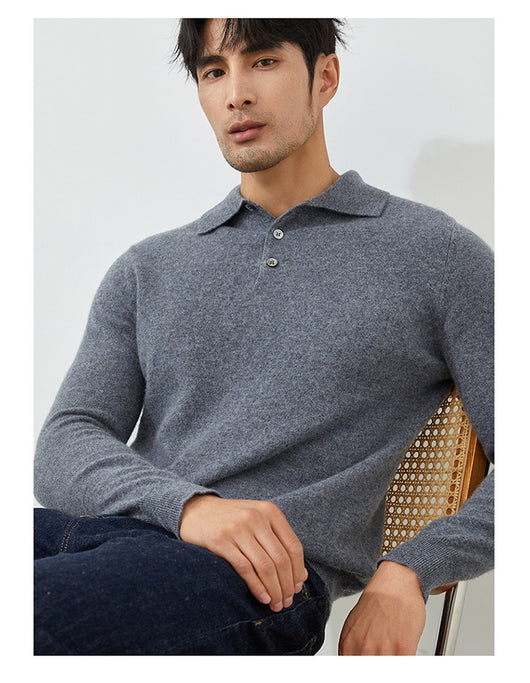 Suéter Tipo Polo de Cachemira Pura para Hombre - Image 15