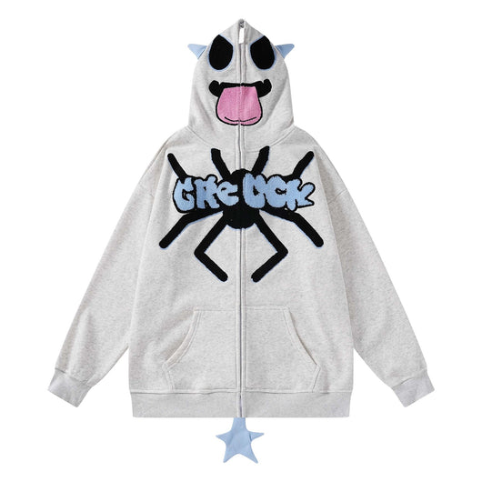 Cardigan Hoodie Infantil con Bordado de Araña y Letras - Image 4