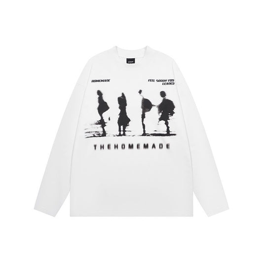 Playera de Manga Larga Estampada Estilo Urbano Americano
