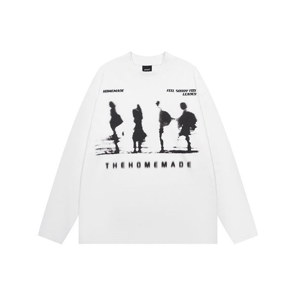 Playera de Manga Larga Estampada Estilo Urbano Americano