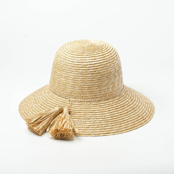 Sombrero de Paja con Flecos de Rafia para Decoración