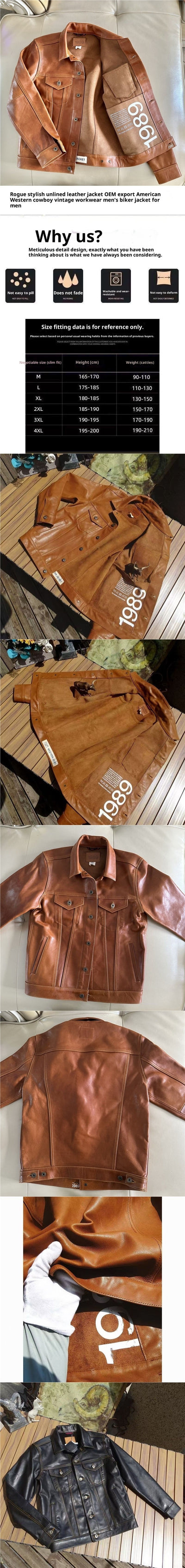 Chamarra Vaquera Americana Retro sin Forro para Hombre - Image 7