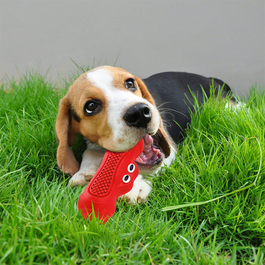 Juguete de Caucho Natural para Perros con Textura de Rugby - Resistente al Morder y Alivio de Dentición