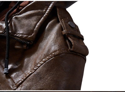 Chaqueta de Cuero PU con Capucha para Hombre - Image 20