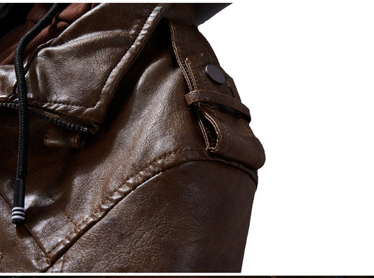 Chaqueta de Cuero PU con Capucha para Hombre - Image 20