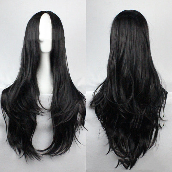 Peluca Multicolor Enrollada a Mano con Punto Central para Cosplay