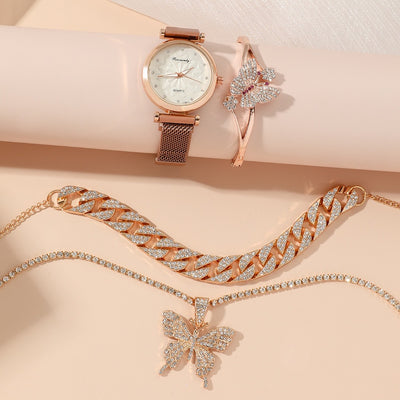 Juego de 5 Relojes de Cuarzo para Mujer en Caja de Regalo