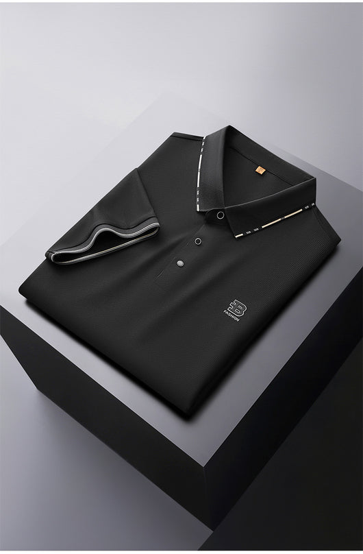 Polo Oversize de Seda Helada para Hombre - Manga Corta con Solapa Relajada - Image 7