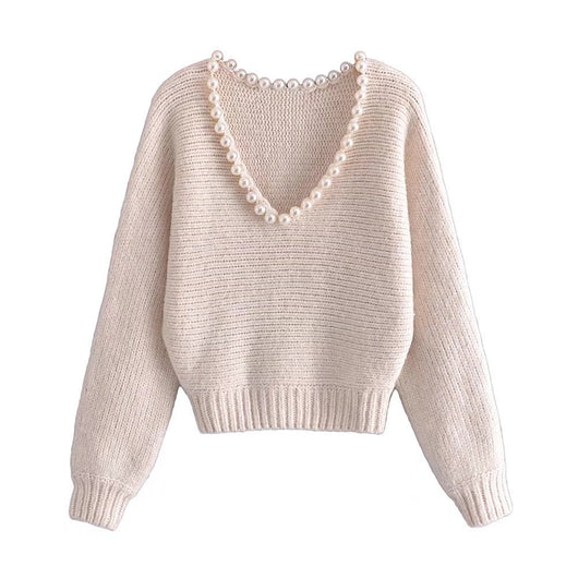 Suéter Pullover Casual Chic con Perlas Decorativas - Image 12