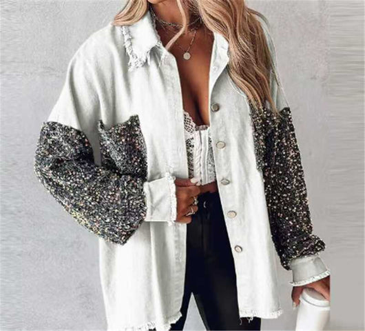 Camisa Denim Holgada con Lentejuelas y Borlas - Image 7