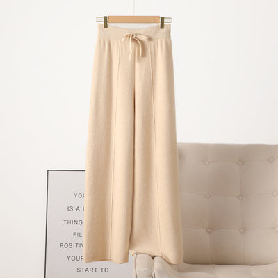Pantalones de Lana Gruesa Cintura Alta con Caída Elegante