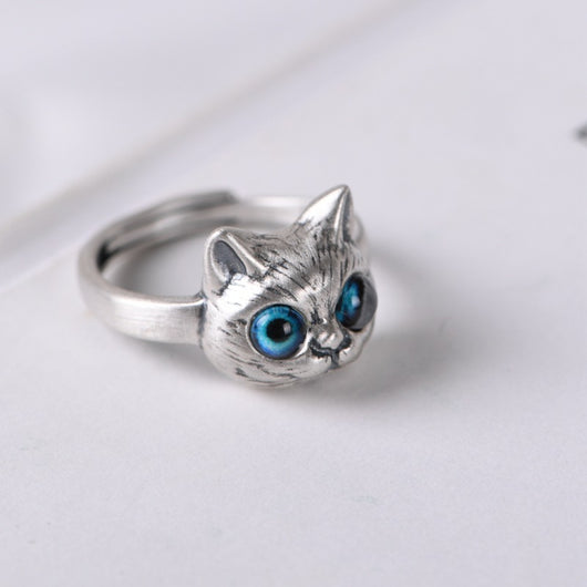 Anillo de Plata Estilo Retro Gatito Vintage - Image 11