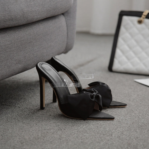 Tacones Stiletto Puntiagudos con Lazo para Mujer - Diseño Net Red