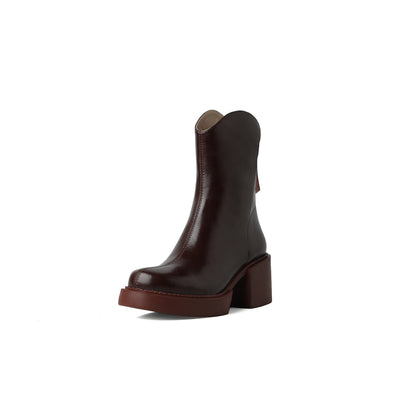 Botas Cortas de Tacón Alto con Suela Gruesa en Cuero de Caballo - Image 14