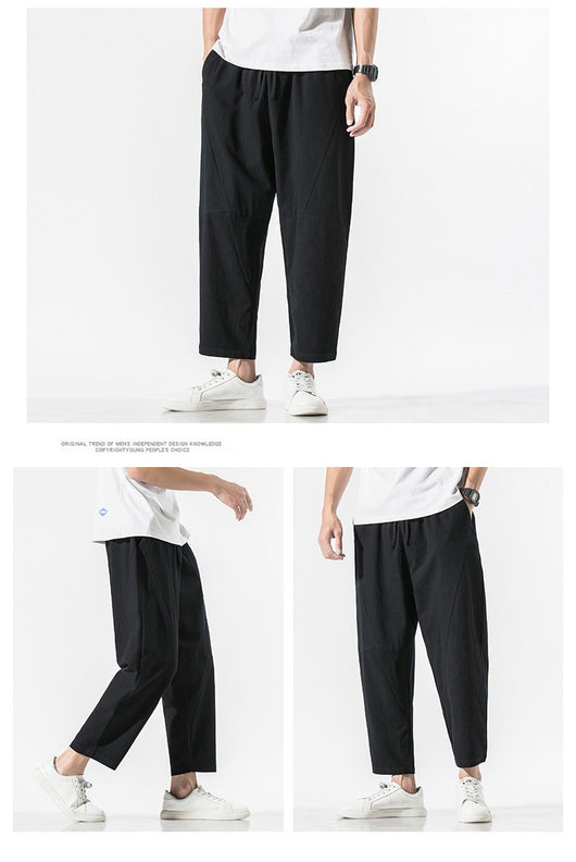 Pantalones Casuales Talla Grande Hombre - Corte Recto Algodón Lino Estilo Retro - Image 13
