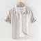 Camisa de Lino Casual para Hombre con Cuello Cuadrado