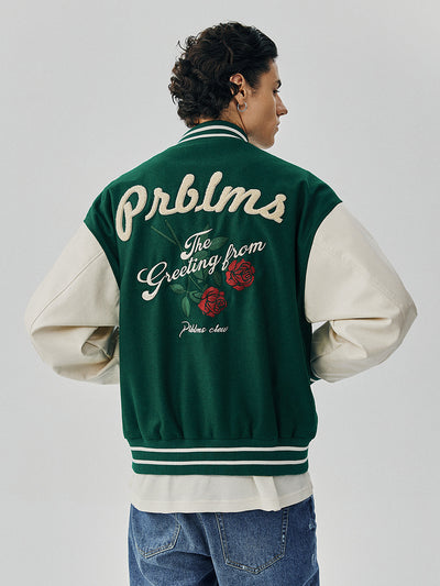 Chaqueta Deportiva Bordada con Rosas - Estilo Urbano Oversized - Image 3