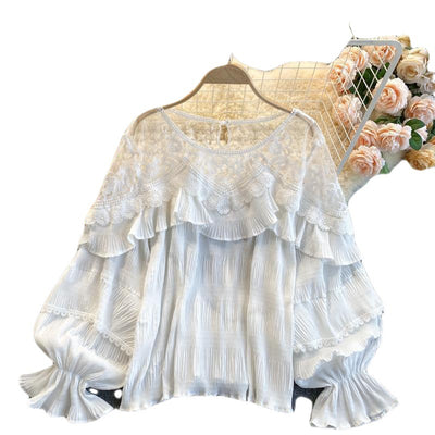 Blusa Chifón con Volantes de Encaje y Mangas Abullonadas - Image 6