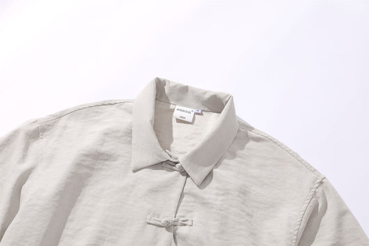 Camisa Corta Estilo Chino Tradicional con Botones de Rana para Hombre - Image 29