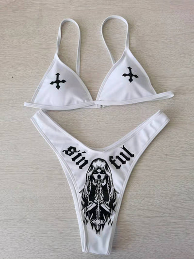 Bikini Realce Angel Demonio con Escote Pronunciado - Traje de Baño Dividido para Mujer - Image 3