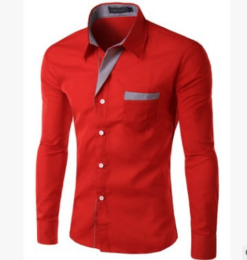 Camisa Slim Fit de Algodón para Hombre - Manga Larga Color Sólido - Image 27