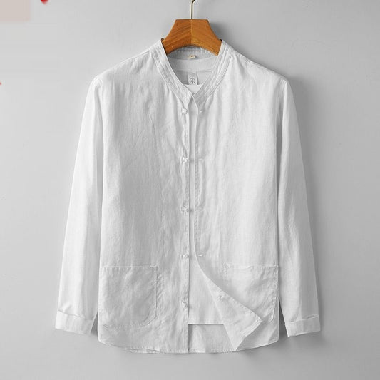 Camisa Retro Estilo Chino para Hombre con Cuello Mao