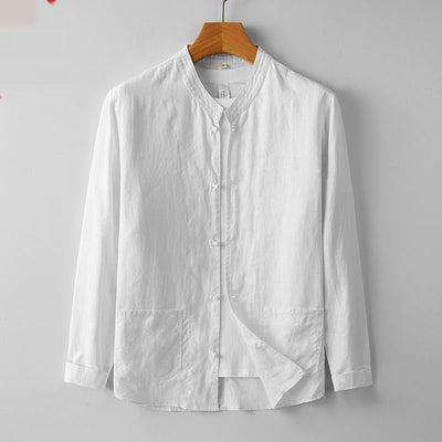Camisa Retro Estilo Chino para Hombre con Cuello Mao
