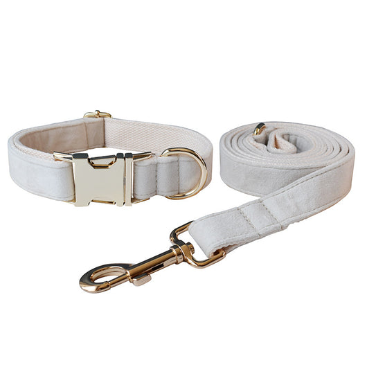 Collar de Perro Terciopelo Blanco Marfil con Hebilla de Aleación - Image 4