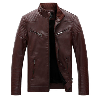 Chaqueta de Cuero PU con Forro de Terciopelo para Hombre Talla Grande - Image 17