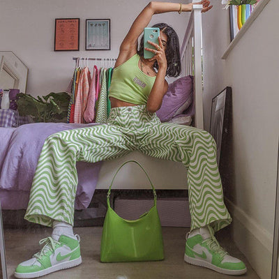 Pantalones Rectos Cintura Alta con Estampado Wave - Diseño Moderno y Versátil - Image 10