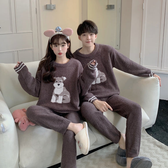 Pijama Familiar Japonés Adorable Perrito Padre e Hijo - Conjunto Algodón Manga Larga