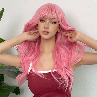 Peluca Larga Rizada con Flequillo Completo - Look Transformador Instantáneo
