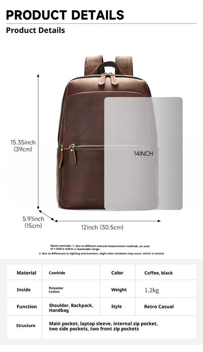 Mochila de Cuero para Hombre con Gran Capacidad - Image 34