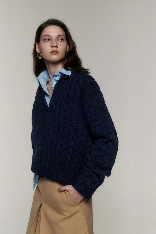 Suéter Polo de Lana Pura Estilo Old Money Relajado - Image 16