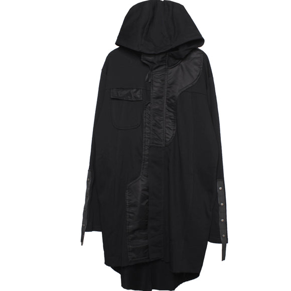 Abrigo Trench Patchwork Retro Dark con Capucha Original