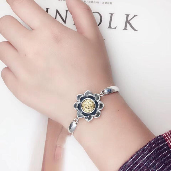 Pulsera de Loto en Plata 925 para Mujer - Diseño Creativo