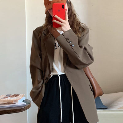 Blazer Marrón Coreano para Mujer - Diseño Elegante Primavera Otoño - Image 8
