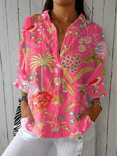 Blusa Casual Larga con Estampado Floral para Mujer - Image 4